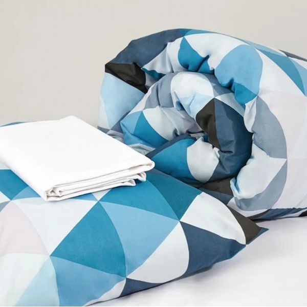 Mitre Essentials Geo Bedding Set Blue Single