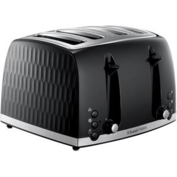 Russell Hobbs Honeycomb Breakfast Bundle Black - Kettle and 4 Slice