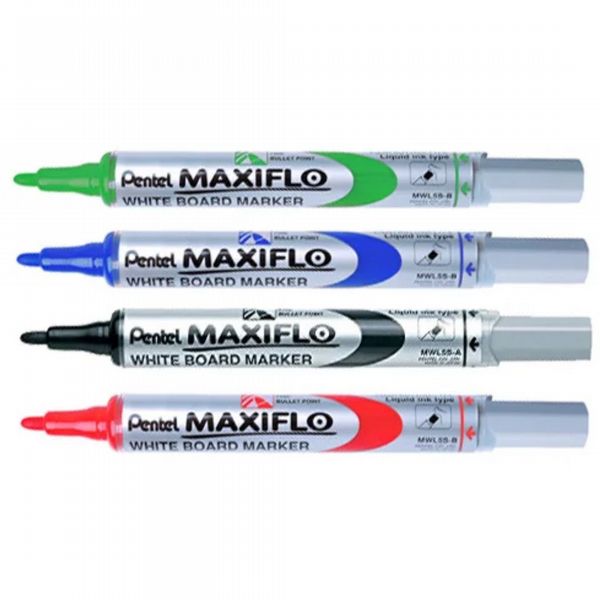Pentel Whiteboard Marker Fine Bullet Tip Assorted - Pack of 4
