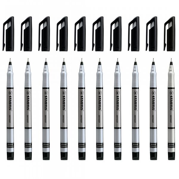 Stabilo Sensor Fineliner Black 189/46 - Pack of 10