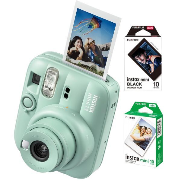  Fujifilm Instax Mini 13 Lagoon Green Instant Camera + 30-Pack Film Bundle (Twin Pack & Black...